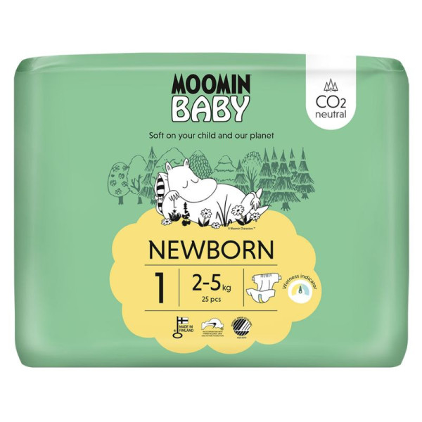 Moomin Baby Newborn Fraldas 1 (2-5 Kg) x 25